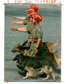soldier with train dogs - Vintage Photograph