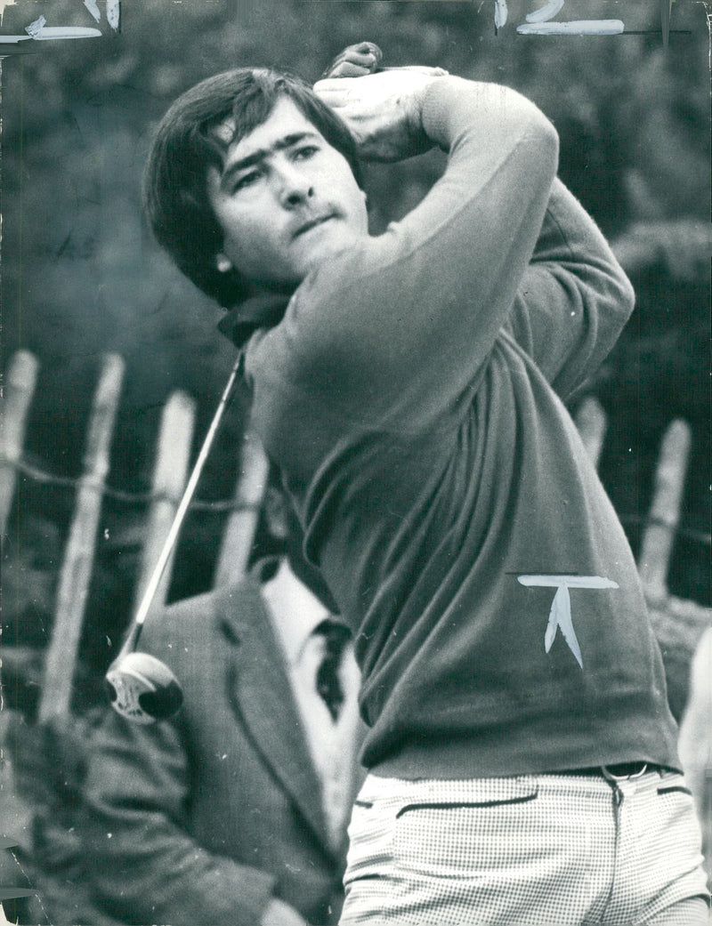 Golfer Seve Ballesteros makes a drive shot - Vintage Photograph