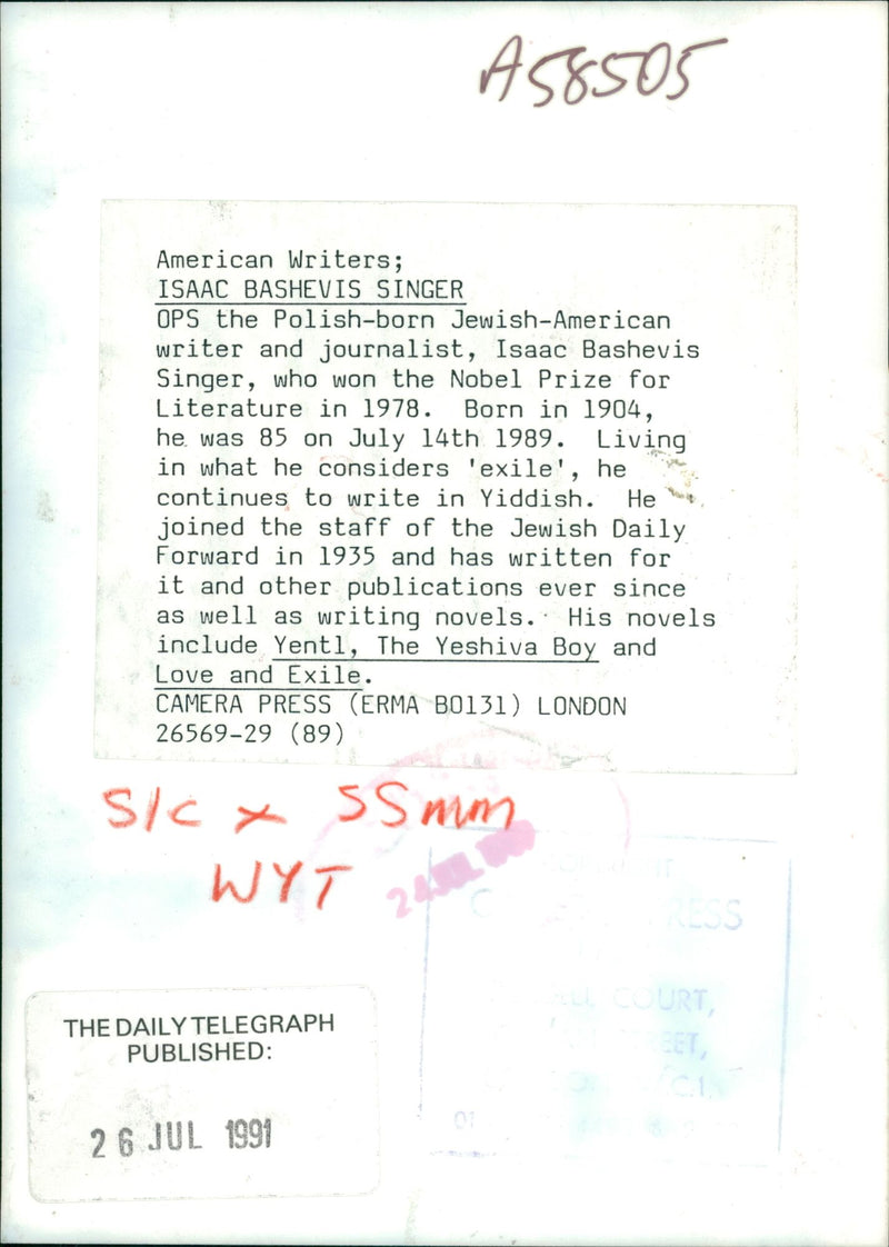 Isaac Bashevis Singer - Vintage Photograph