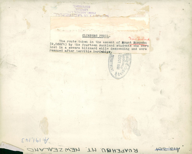 Olimbers peril Mount Ruapehu. - Vintage Photograph