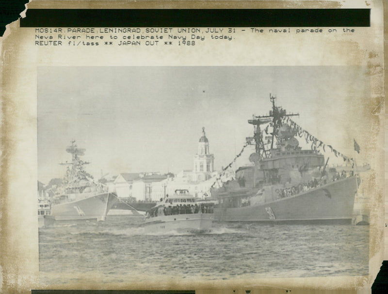 THE NAVAL NEVA RIVER HERE CELEBRATE NAVY DAY TODAY RUSSIAN SOVIET MUSIC - Vintage Photograph