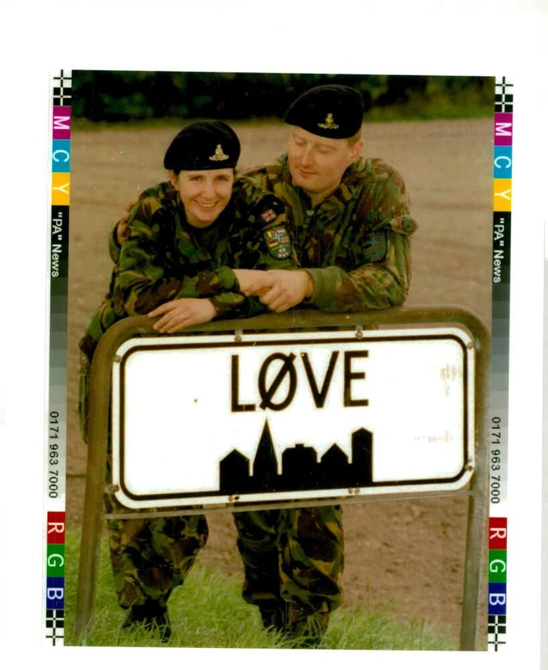 Love struck army gunners on a romantic cruise between england and denmark ann. - Vintage Photograph