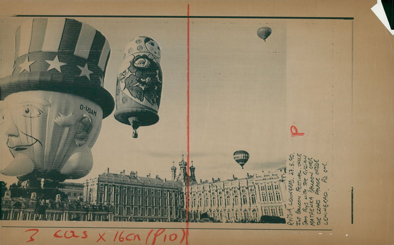 Uncle Sam and a Russian 'matrioshka' symbolizing the Washington. - Vintage Photograph