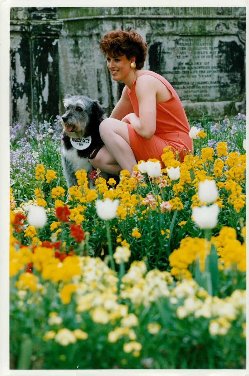 Dog and a man. - Vintage Photograph