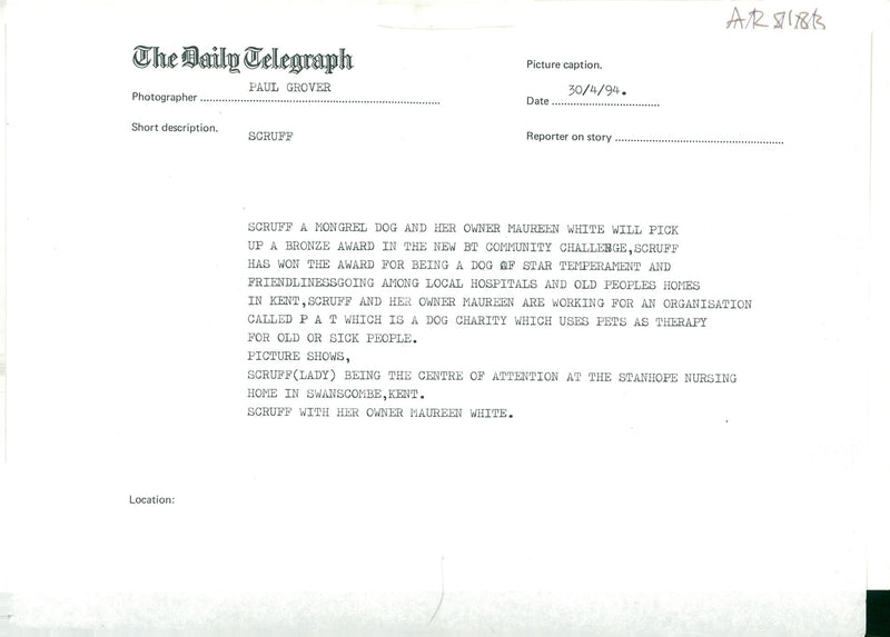 Dog Scruff a mongrel dog and her owner maurren. - Vintage Photograph