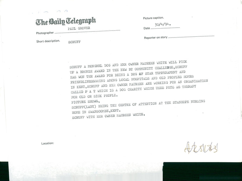 Dog Scruff a mongrel dog and her owner maurren. - Vintage Photograph