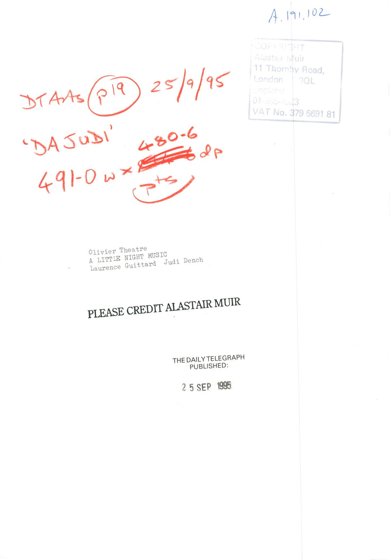 Play: A Little Night Music: Laurence Guittard and Judi Dench. - Vintage Photograph