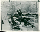a bazooka squad of american military police manning look. - Vintage Photograph