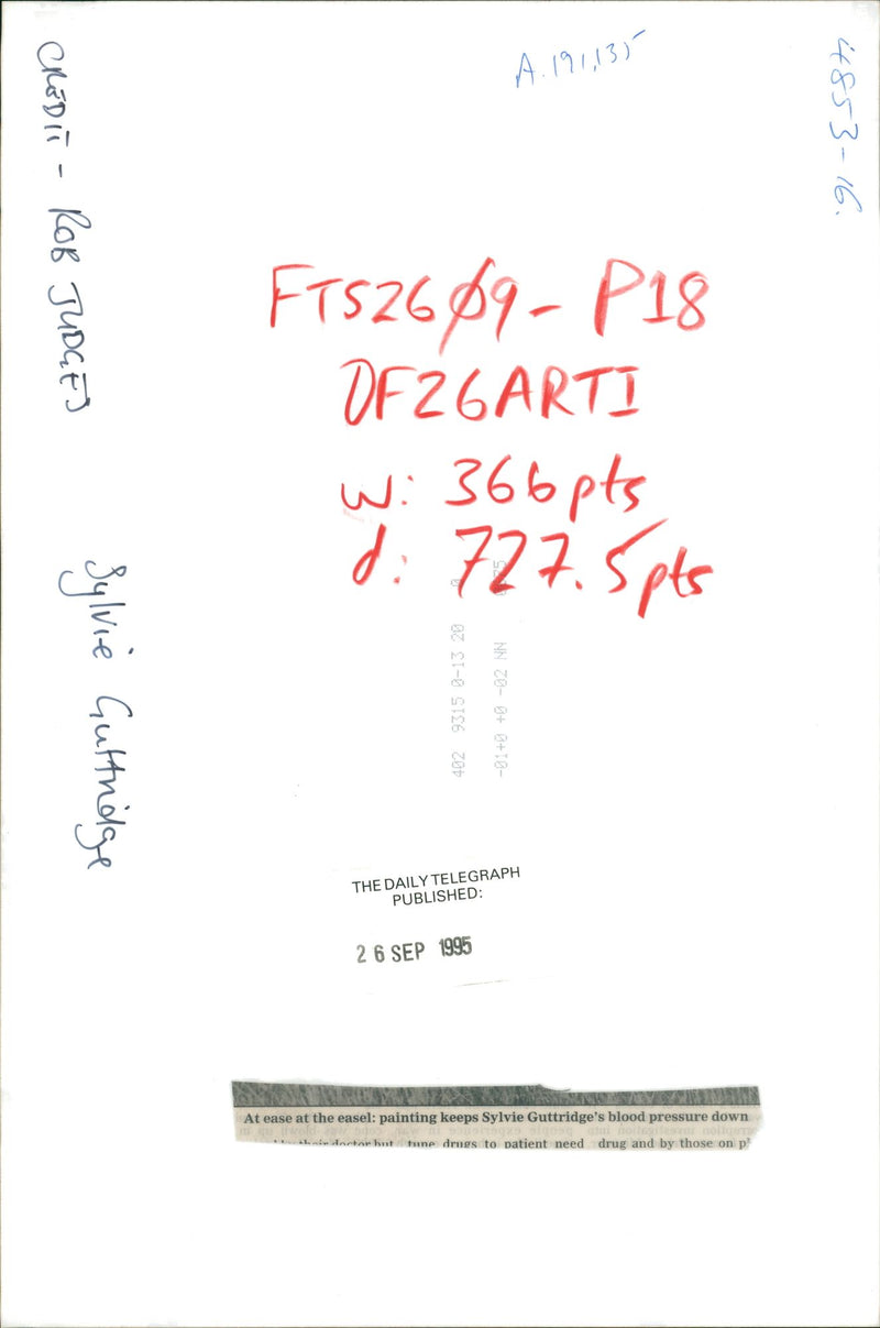 Painting Keeps Sylvie Guttridge's Blood Pressure Down - Vintage Photograph