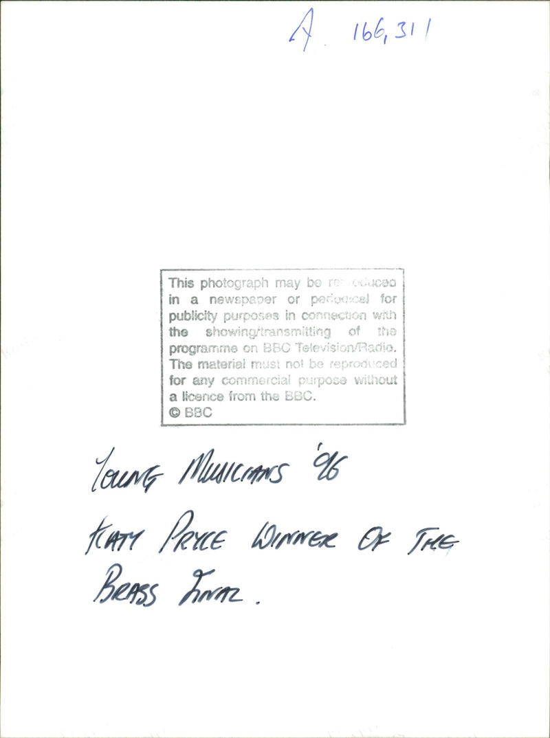 Young musicians'96 Katy Pryce. - Vintage Photograph