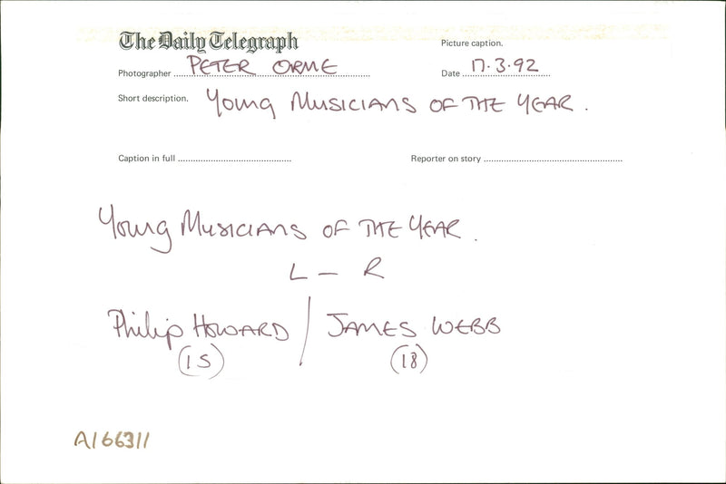 Young musicians of the year. - Vintage Photograph