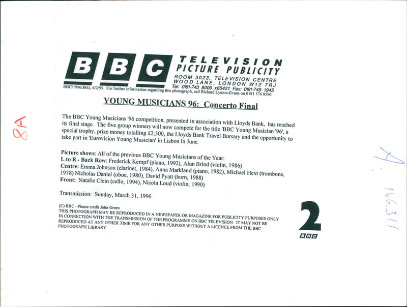 Young musicians 1996:Concerto Final. - Vintage Photograph