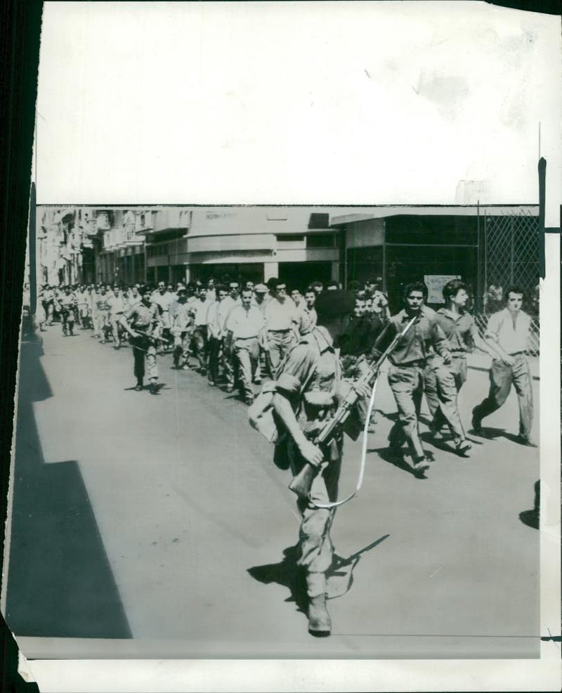 Suspects rounded up after murder. - Vintage Photograph