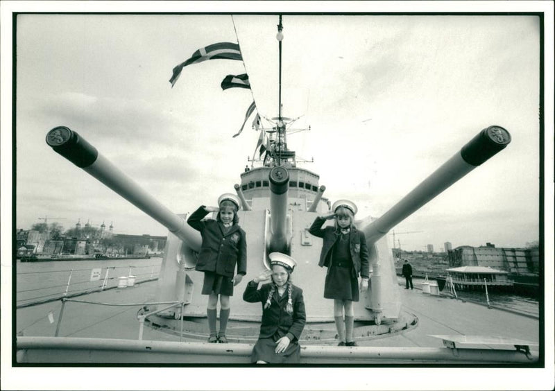 HMS Belfast- Fifty tears afloat, March 1988. - Vintage Photograph