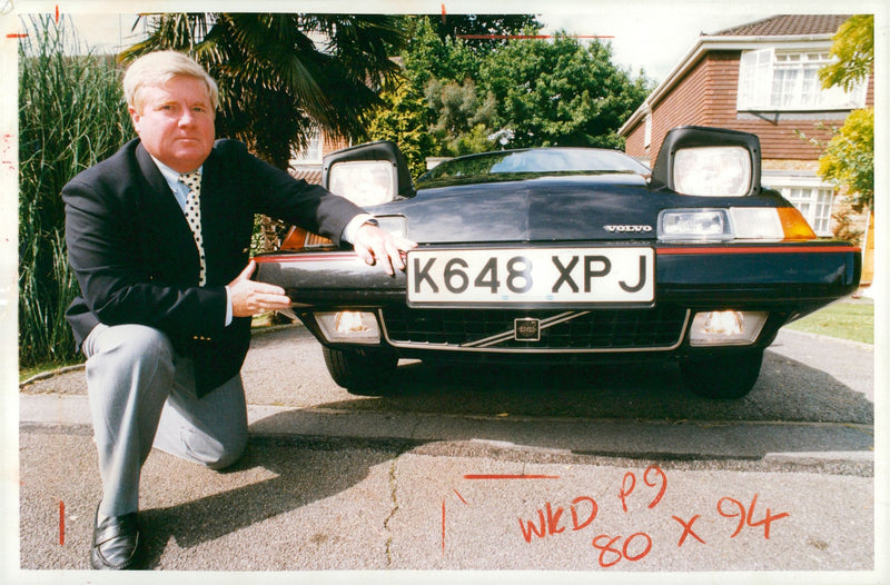 Paul Armiger and his VOLVO Car. - Vintage Photograph