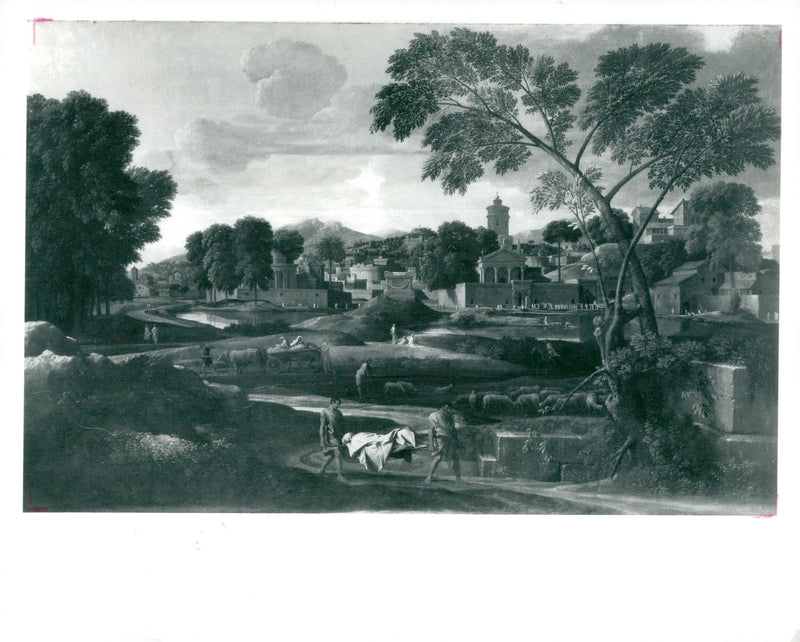 Landscape with the body of Phocion carried out of Athens. - Vintage Photograph