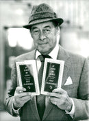 Rex Harrison with his poetry book "If Love Be Love" - Vintage Photograph
