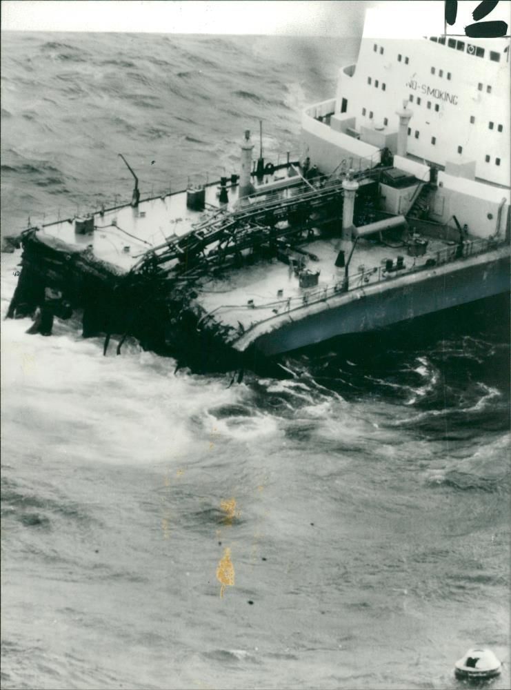 the 100ft stern section of the 12,480 ton greek tanker. - Vintage Photograph