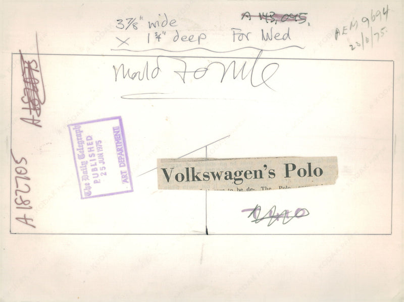 Motor Car Volkswagen's Polo. - Vintage Photograph