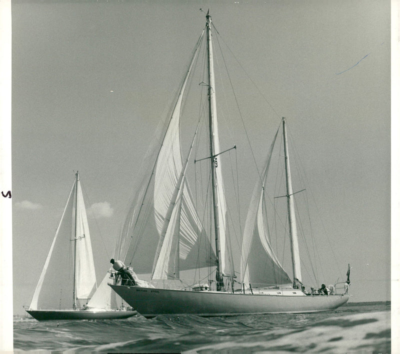 Ship, yacht, British: british steel 50th yacht. - Vintage Photograph