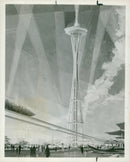 Seattle adn speace needle ovservation tower. - Vintage Photograph