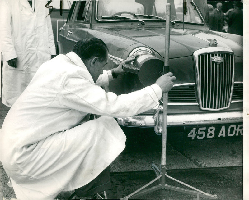 headlamps being tested - Vintage Photograph