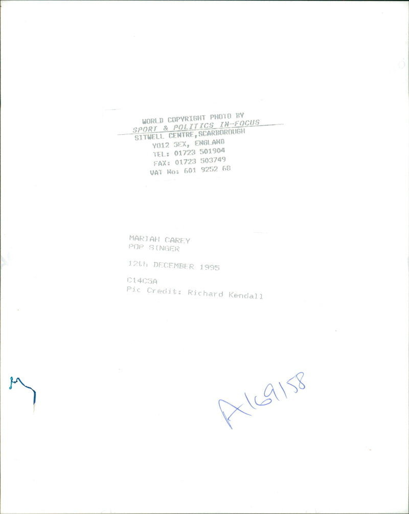Mariah Carey American singer-songwriter. - Vintage Photograph