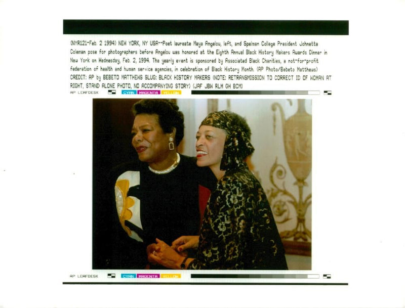 Maya Angelou American poet with Johnetta Coleman. - Vintage Photograph