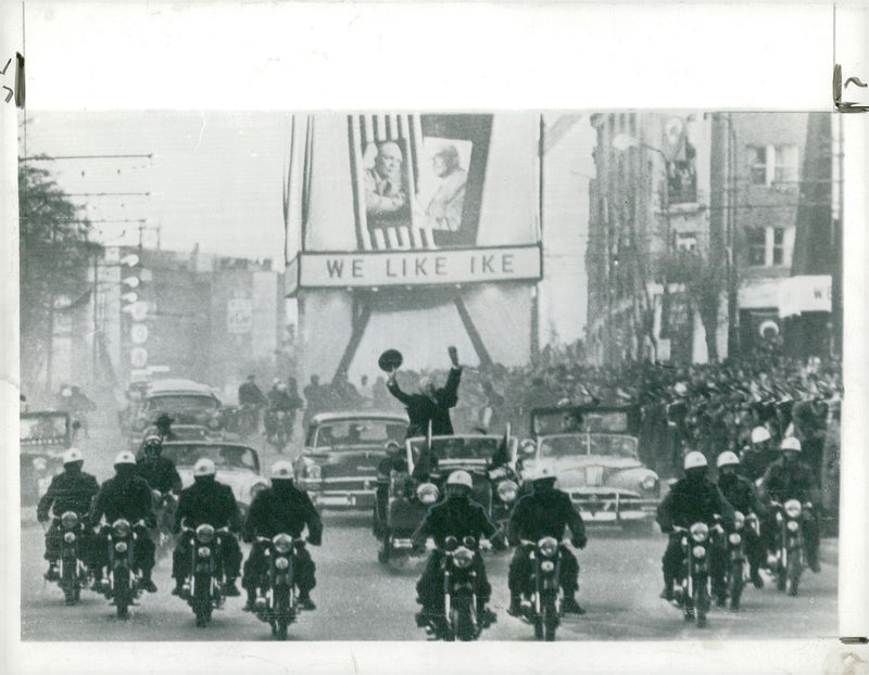Dwight D. Eisenhower with Creering Crowds. - Vintage Photograph