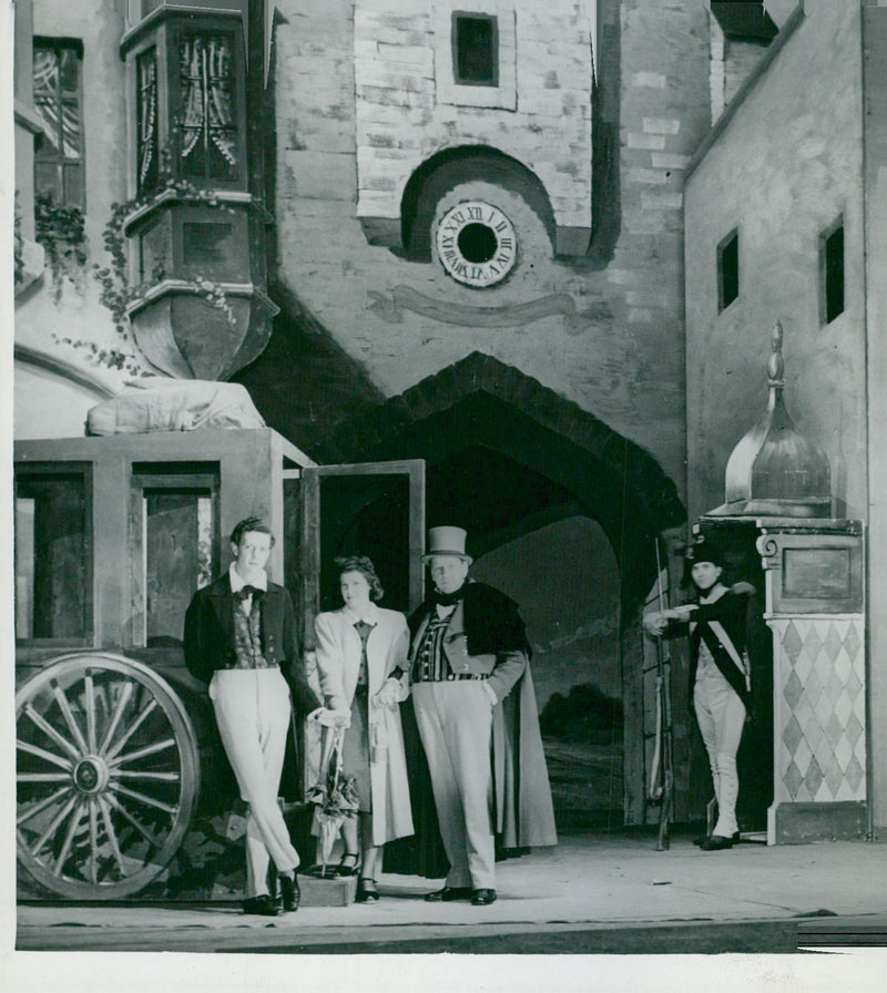 Frank SundstrÃ¶m, MÃ¤rta EkstrÃ¶m, Ivar KÃ¥ge and Erik Hell during the rehearsal of "The Little Hov Concert" at Dramaten - Vintage Photograph