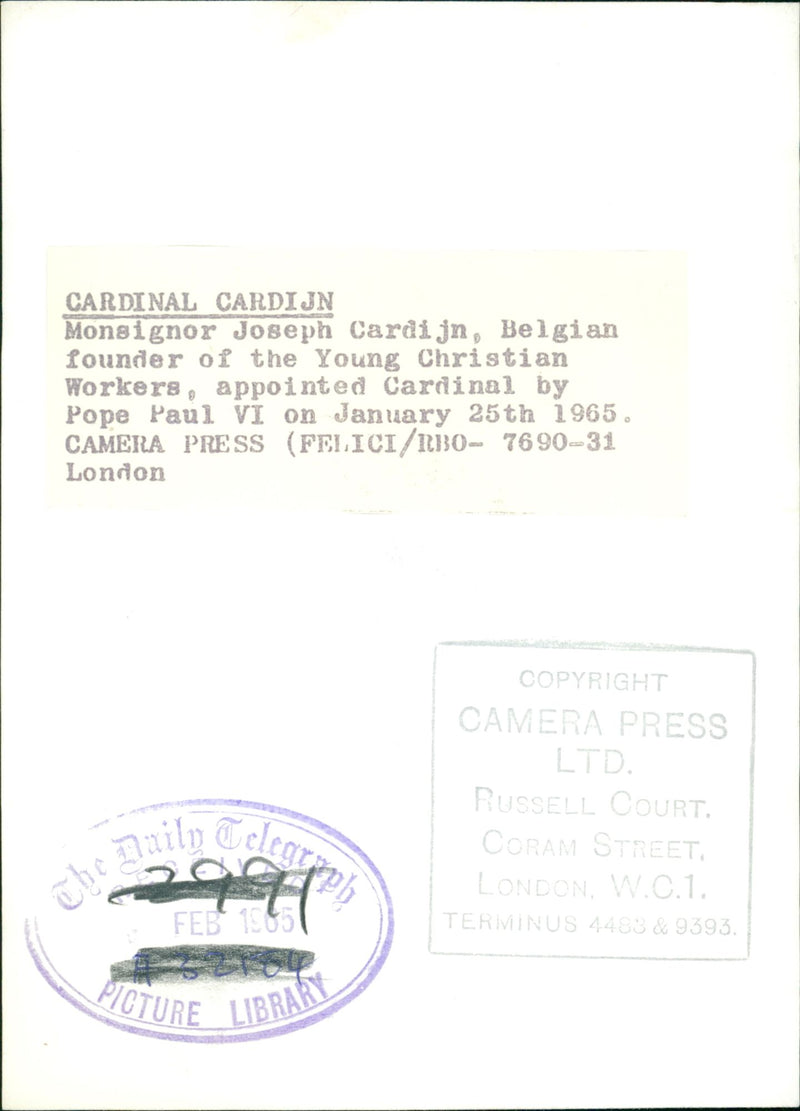 Cardinal Joseph Cardijn - Vintage Photograph