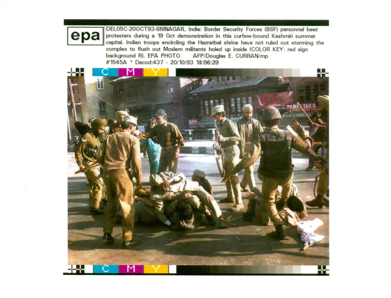 Indian police beat Kashmiri protesters - Vintage Photograph
