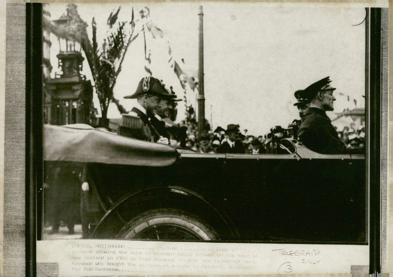 The Duke of Windsor being driven on his tour of New Zealand in 1920