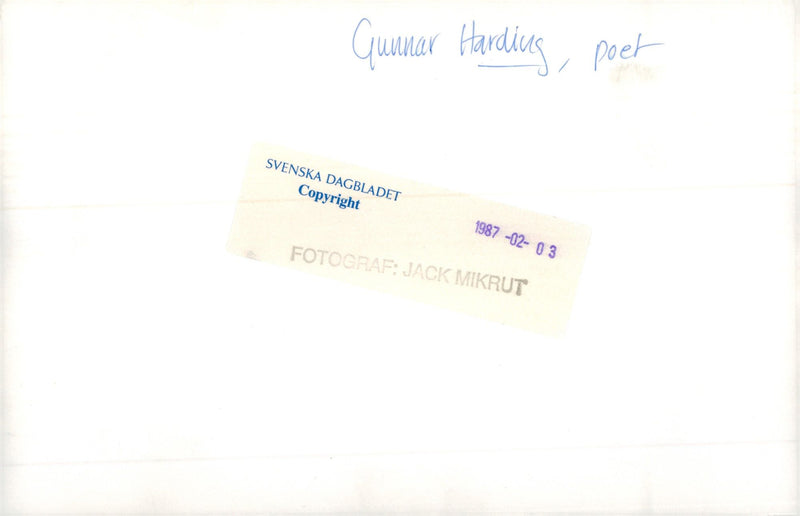 1987 ENGLISH BILDARKIVET THEATRE STOCKHOLM PHOTOGRAF COPYRIGH POET - Vintage Photograph