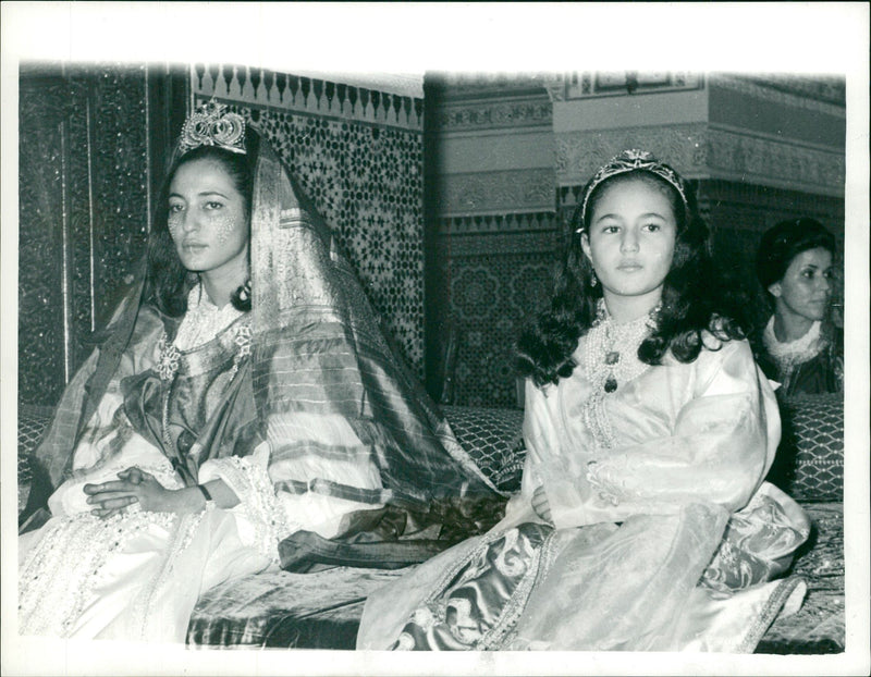 Princess Lalla Nezha and Princess Lalla Amina. - Vintage Photograph