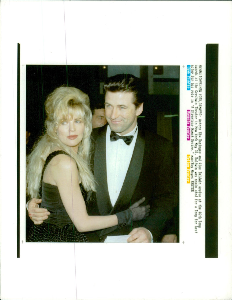 Kim Basinger American actress  with actor alec baldwin. - Vintage Photograph