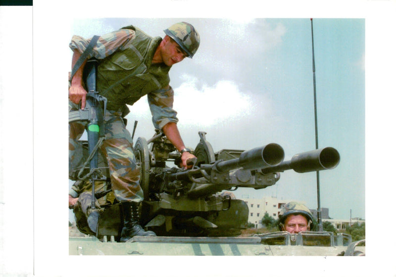 Lebanese army troops at Nabatieh - Vintage Photograph