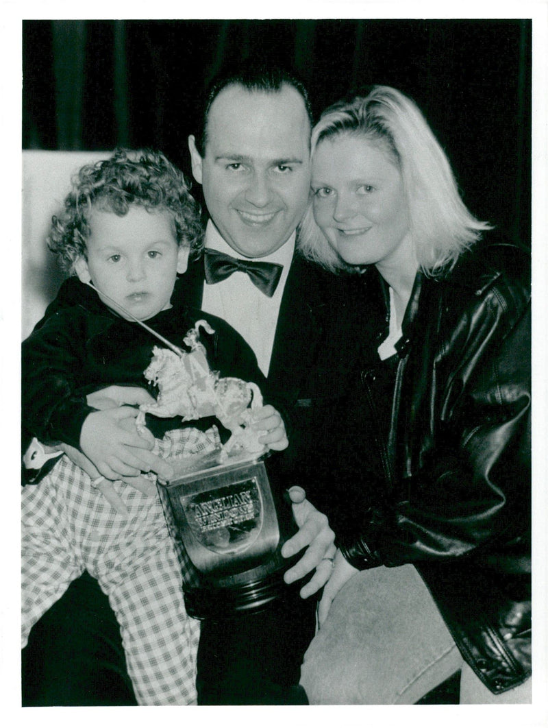 Tony Meo with wife and youngest kid. - Vintage Photograph