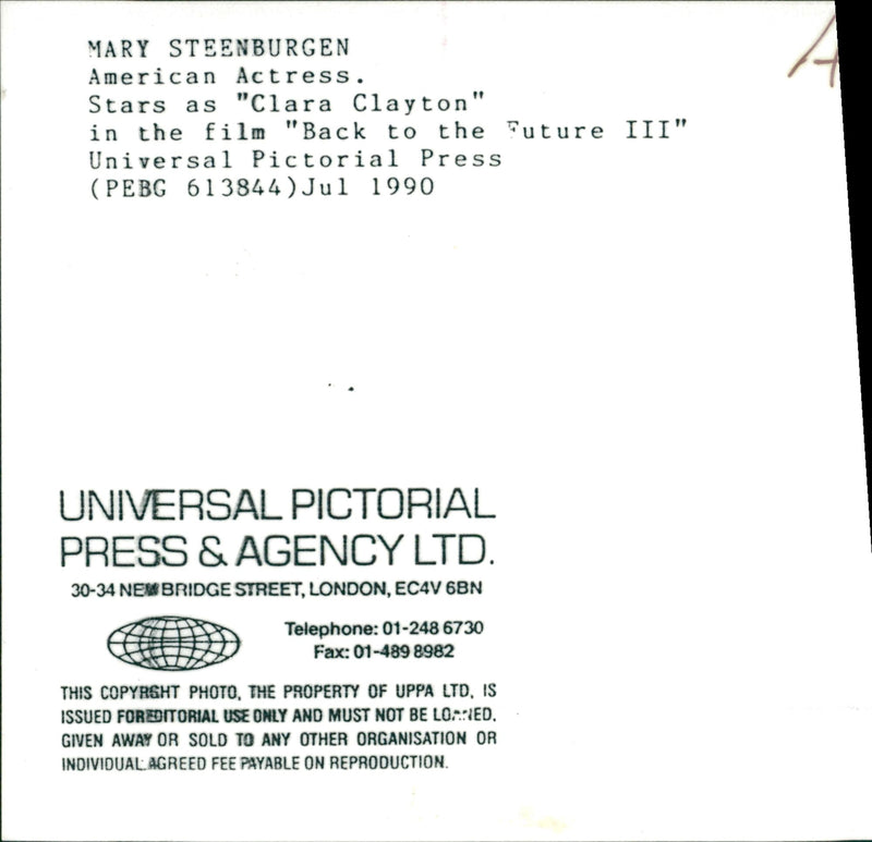 Mary Steenburgen stars as Clara in 'Back to the Future III' - Vintage Photograph