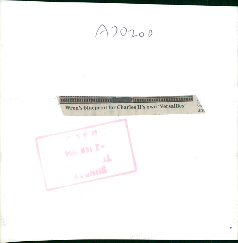 Wren's blueprint of Palace of Versailles - Vintage Photograph