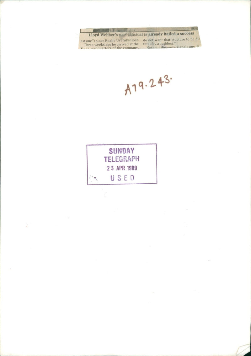 Prince of Wales Theatre,New Musical Is Already Hailed A Success. - Vintage Photograph