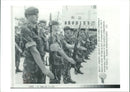 British billeting in belice do drills. - Vintage Photograph
