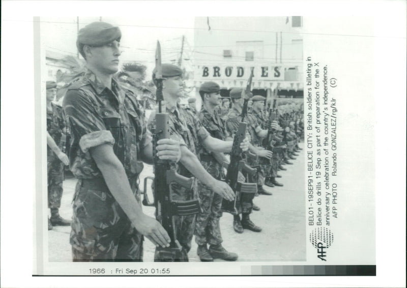 British billeting in belice do drills. - Vintage Photograph