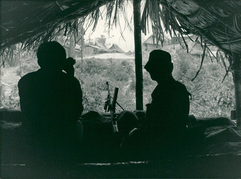 Soldiers of the 3rd battalion the parachute regiment treetops. - Vintage Photograph