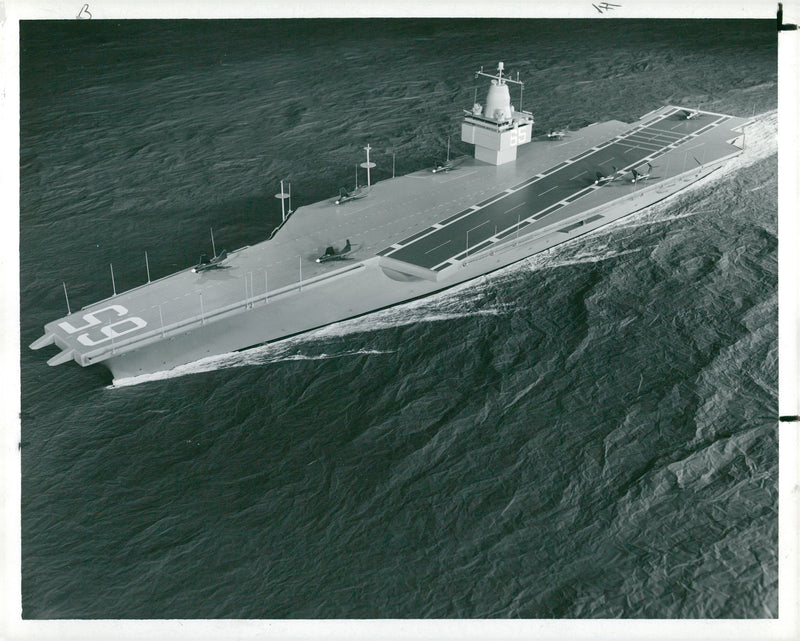 Model  of ship in simulated sea. - Vintage Photograph