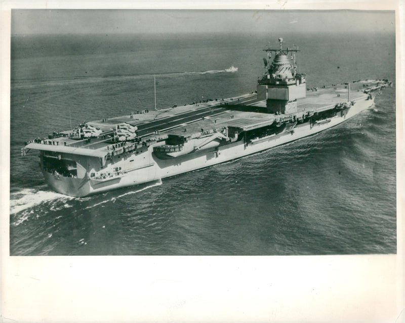 Nuclear carrier in sea trials. - Vintage Photograph