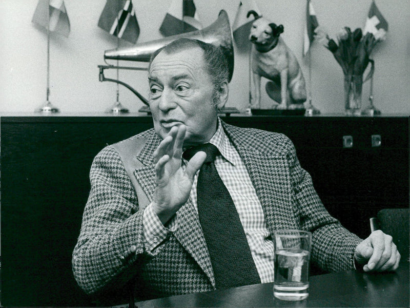 American jazz musician Woody Herman during a press reception. - Vintage Photograph