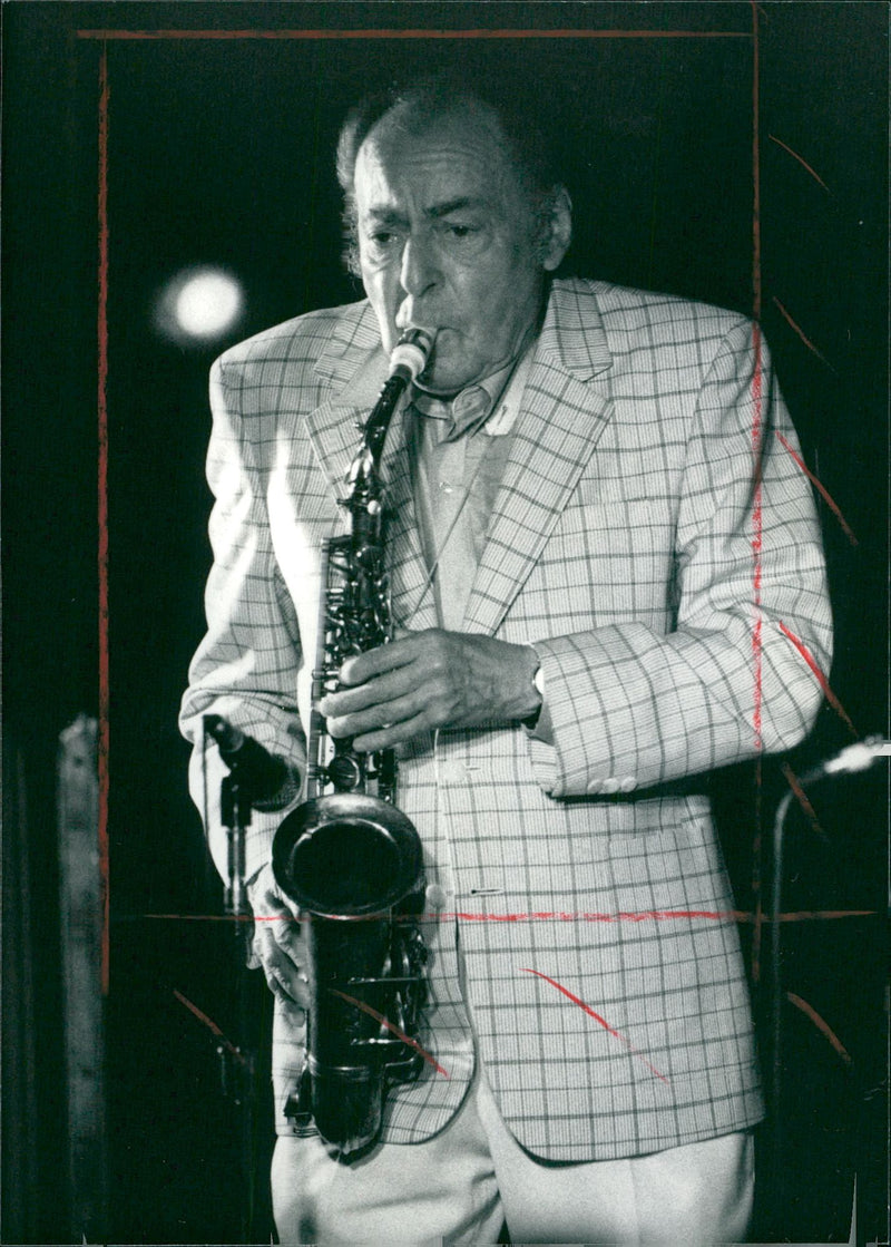 American jazz musician Woody Herman during a concert. - Vintage Photograph