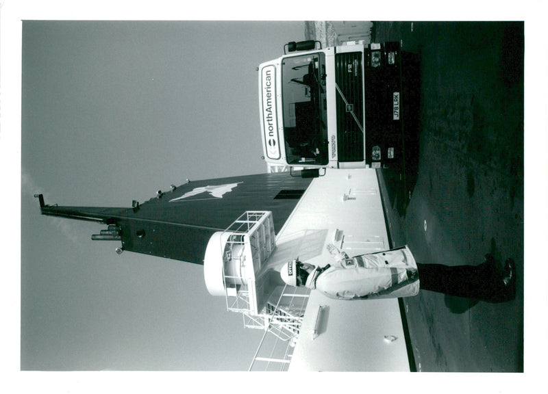 Vehicle enters at deck of 'MS European Seaway' - Vintage Photograph
