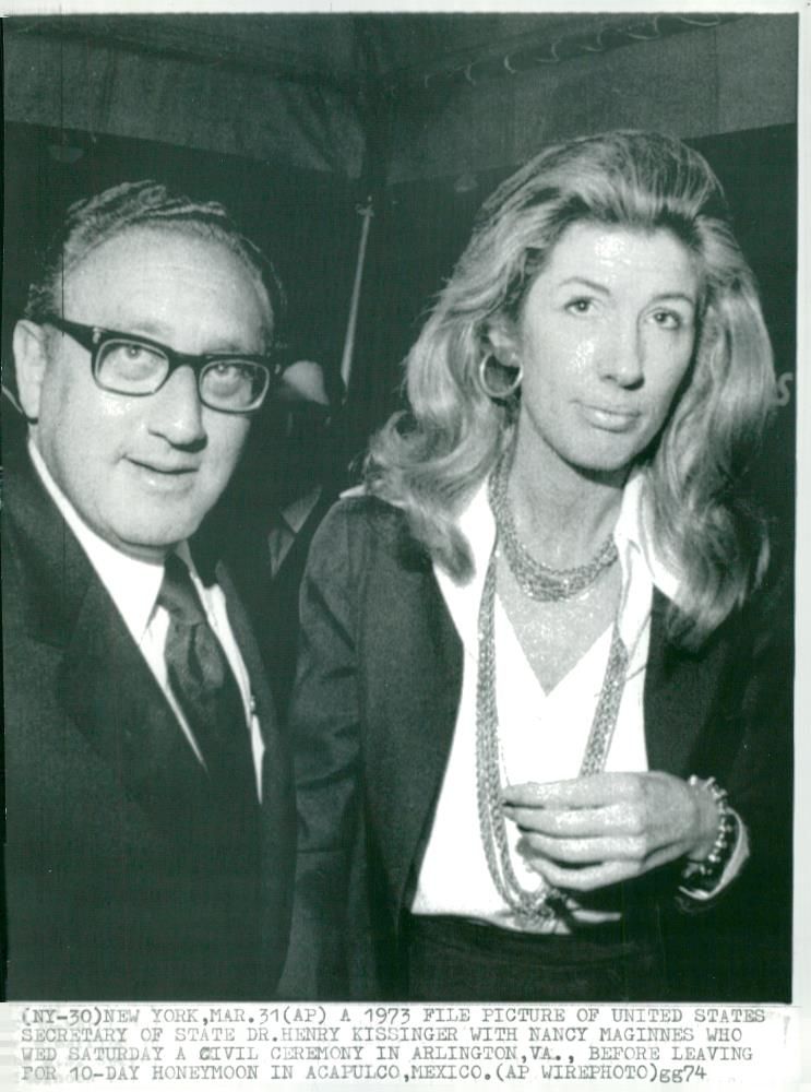 Henry Kissinger with his wife Nancy after their wedding in Arlington - Vintage Photograph